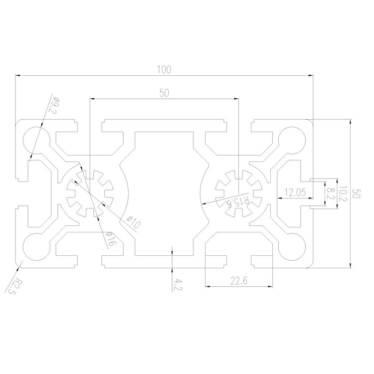 EFE8-50100工業鋁型材尺寸圖