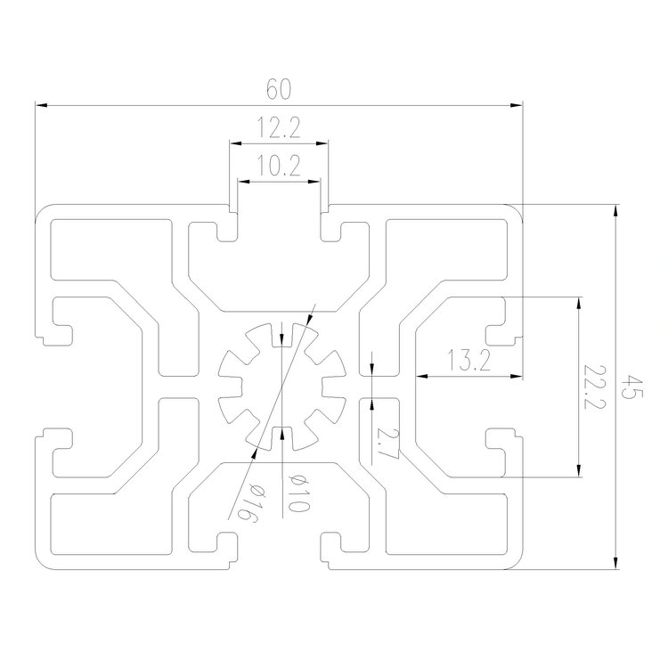 EFE10-4560工業鋁型材尺寸圖