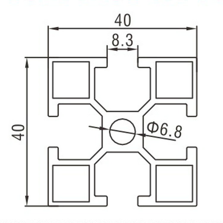 EF4040L工業鋁型材尺寸圖