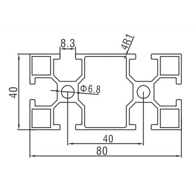 EF4080L工業鋁型材尺寸圖