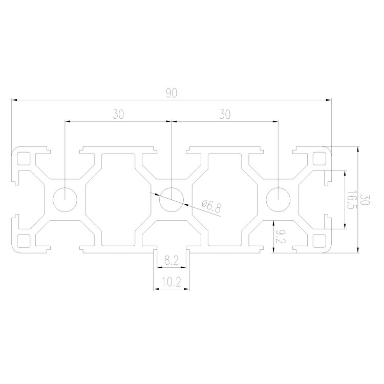 EFE8-3090工業鋁型材尺寸圖