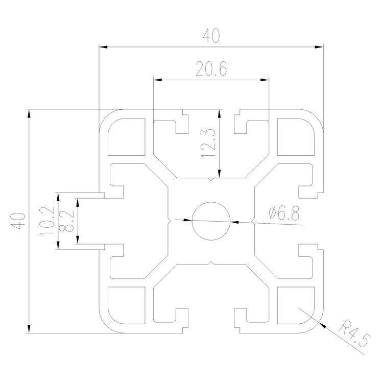 EFE8-4040B工業鋁型材尺寸圖